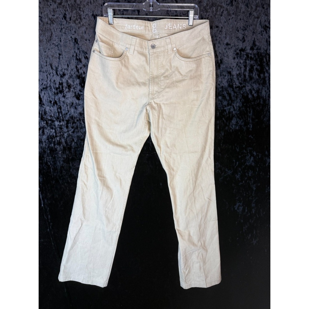 Gardeur‎ Regular Fit Jeans Men's 35 Beige Denim Solid Casual 5-Pockets